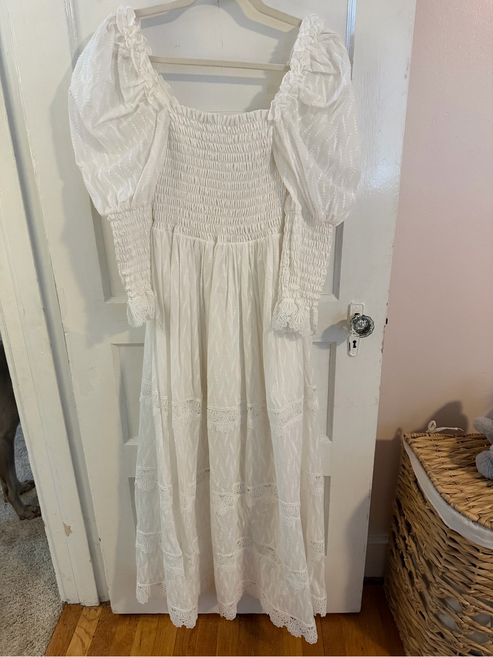Waimari White Smocked Maxi Dress